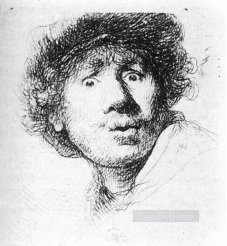  dt Painting - Self Portrait Staring Rembrandt